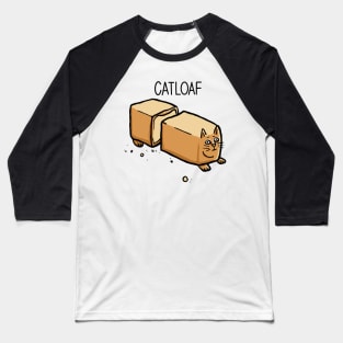 Sliced Catloaf, Cat Bread Loaf Funny Cat Lover Digital Illustration Baseball T-Shirt